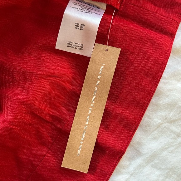 Reformation NWT Louisa Linen Dress in Cherry Red - Picture 2 of 9